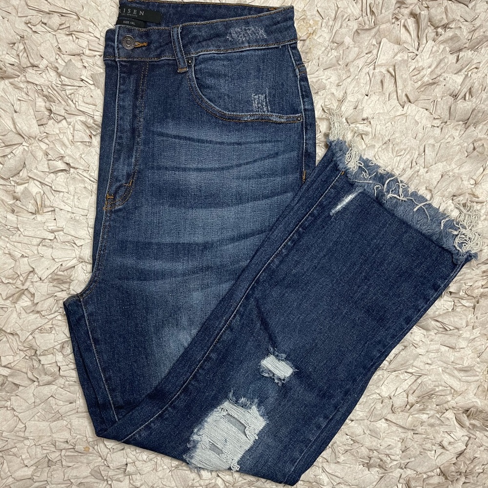 PLUS HW straight jeans
